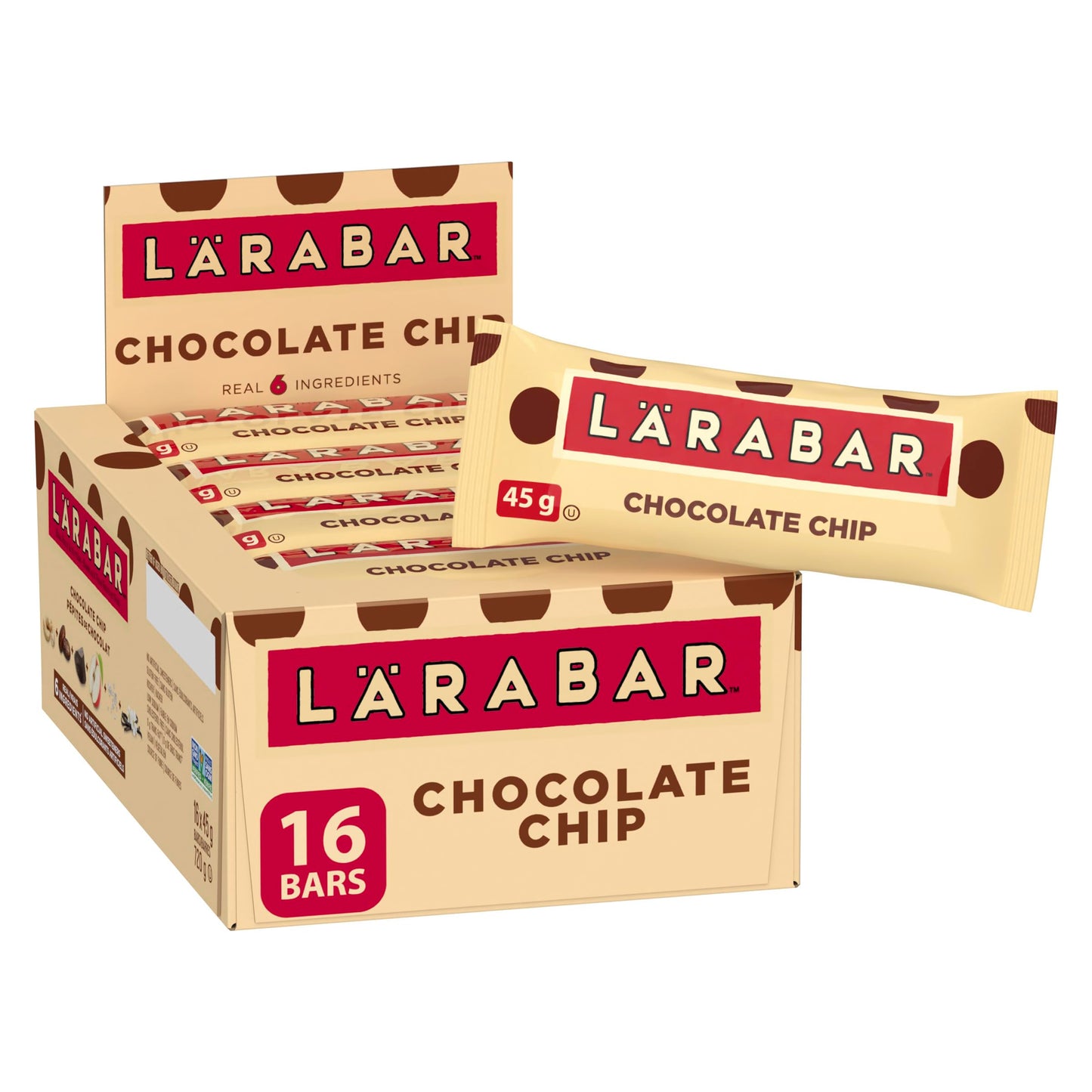 LÄRABAR Chocolate Chip, Fruit and Nut Energy Bar, Pack of 16 Bars, Gluten Free, Vegan, Family Pack, Snack Bars, 720 Grams Package 🍁 All In One Marketplace Canada