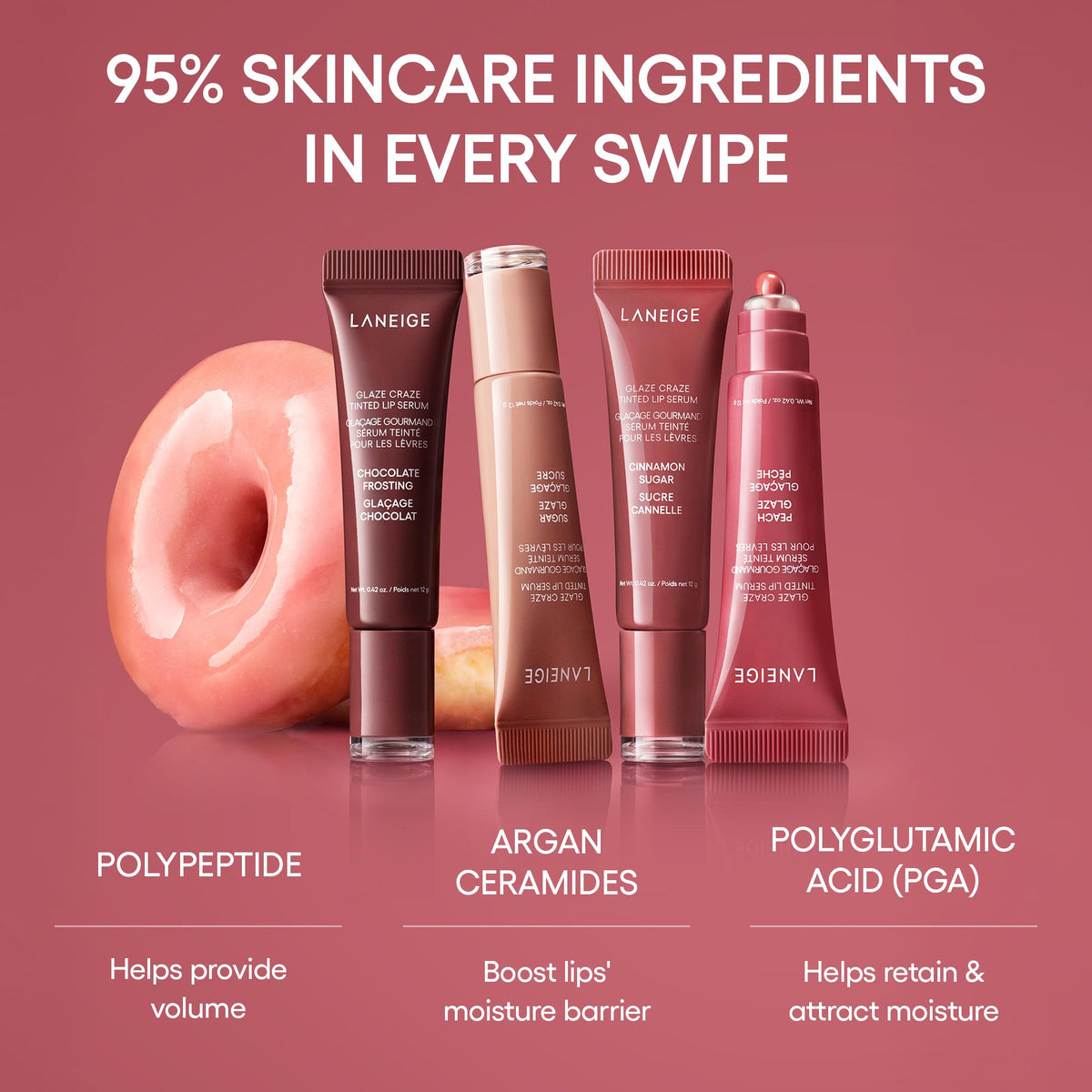 LANEIGE Glaze Craze Tinted Lip Serum, Cinnamon Sugar: Hydrating Lip Serum for Glossy, Nourished Lips with Plumping Polypeptides 🍁 All In One Marketplace Canada