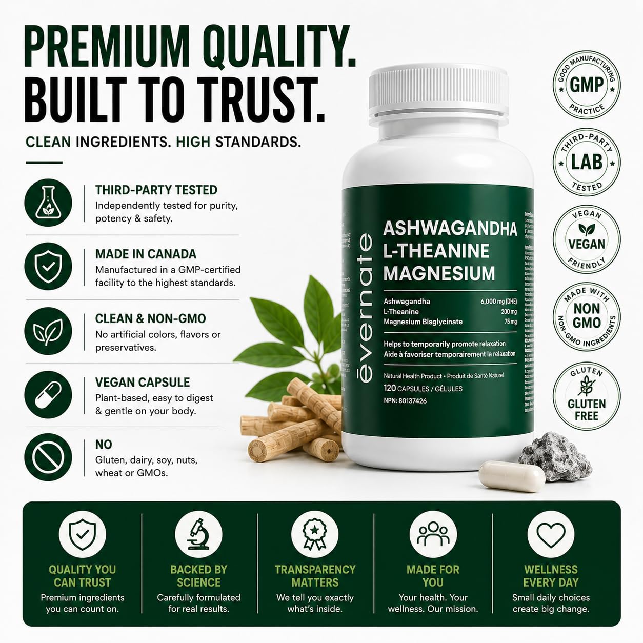 ALL-IN-ONE Ashwagandha 6000mg with L-Theanine 200mg & Magnesium Bisglycinate Chelated – Stress, Sleep, Mood, Calm & Relaxation Support – Non-GMO Vegan – 120 Capsules, 4 Month Supply – 1 Capsule Daily – Made in Canada 🍁 All In One Marketplace Canada