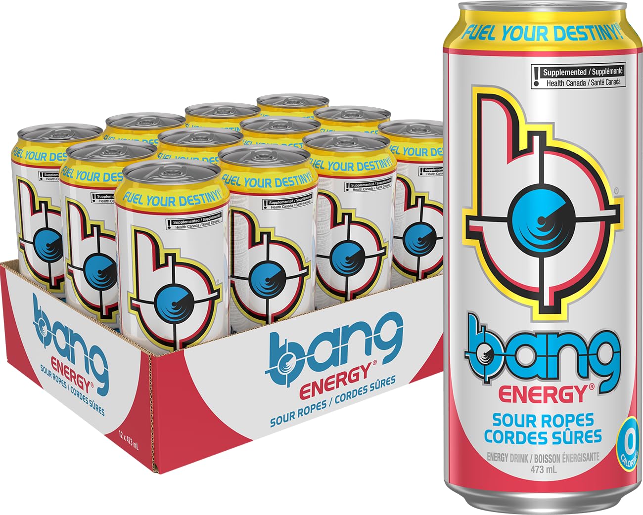 Bang Energy, Sour Ropes, 473mL (12 Pack) - Zero Sugar, Zero Calorie Energy Drink 🍁 All In One Marketplace Canada