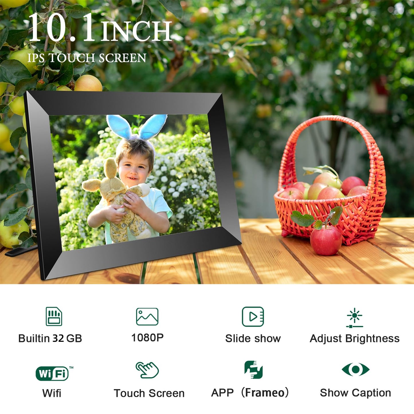FRAMEO Digital Photo Frame 10.1 Inch, IPS Touch Screen Smart WiFi Digital Picture Frame with 32GB Storage, Wall Mountable, Auto-Rotate, Share Photos and Videos via App from Anywhere 🍁 All In One Marketplace Canada