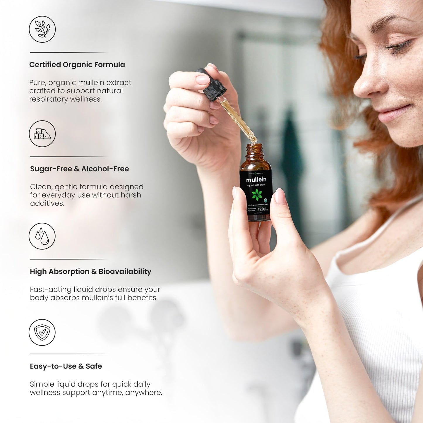 Organic Mullein Leaf Extract for Lungs - 4 Fl Oz - Herbal Tincture for Lung Cleanse & Flush - Natural Mullein Tea Alternative - Mullein Supplement Drops for Lungs - 1,000mg Equivalent Per Serving 🍁 All In One Marketplace Canada