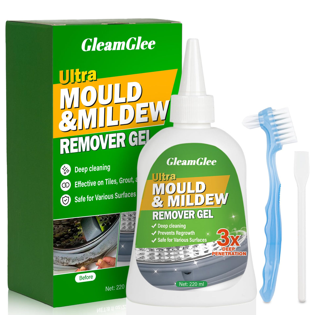 Mould Remover Gel, Powerful Mould Mildew Remover for Washing Machine, Top Load, Front Load, Tub Seal, Grout, Bathroom, Shower, Tiles, Refrigerator Strips, Kitchen Cleaner - 8 fl.oz 🍁 All In One Marketplace Canada
