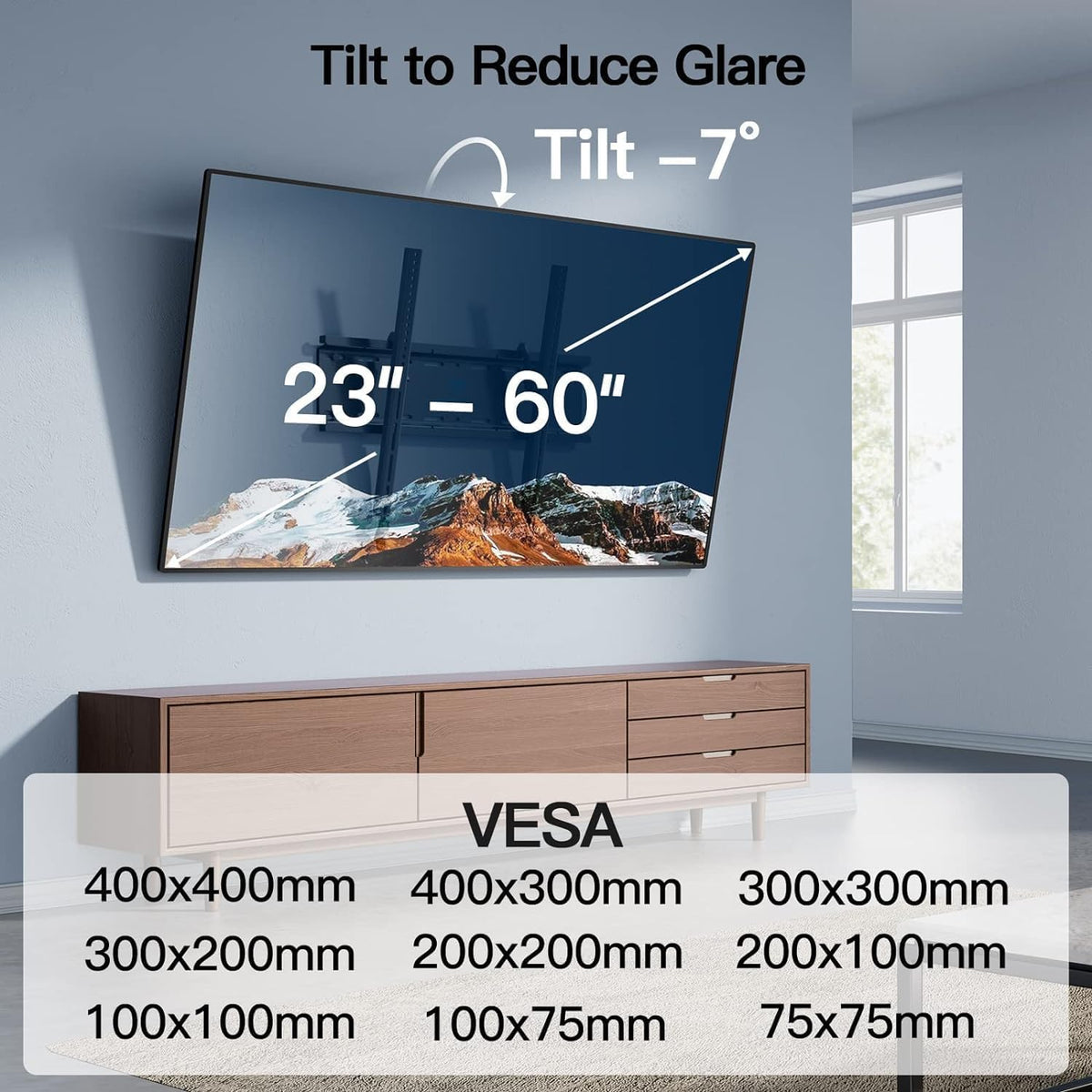 PERLESMITH Tilting TV Wall Mount for 23-60 Inch Flat Curved TVs, Low Profile Tilt TV Mount up to 115 lbs, Wall Mount Bracket Fits 8″/16” Wood Studs, Max VESA 400x400mm, PSMTK1 🍁 All In One Marketplace Canada