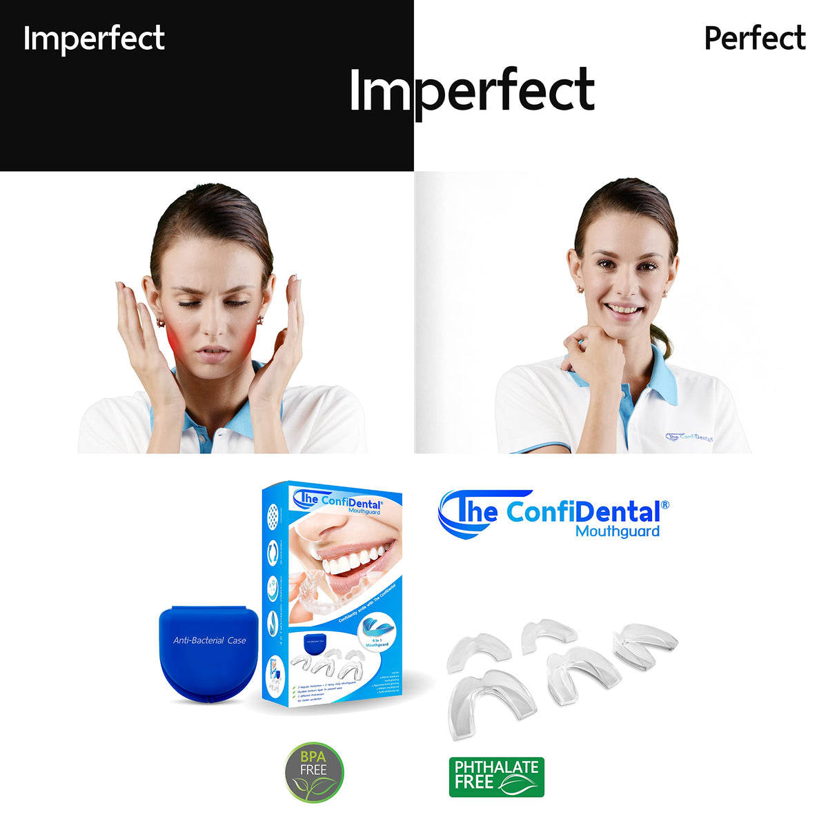 The ConfiDental - Moldable Mouth Guard for Teeth Grinding Clenching Bruxism Sport Athletic Whitening Tray Pack of 5 Including 3 Regular and 2 Heavy Duty Guard (3 (Ill) Regular 2 (ll) Heavy Duty) 🍁 All In One Marketplace Canada