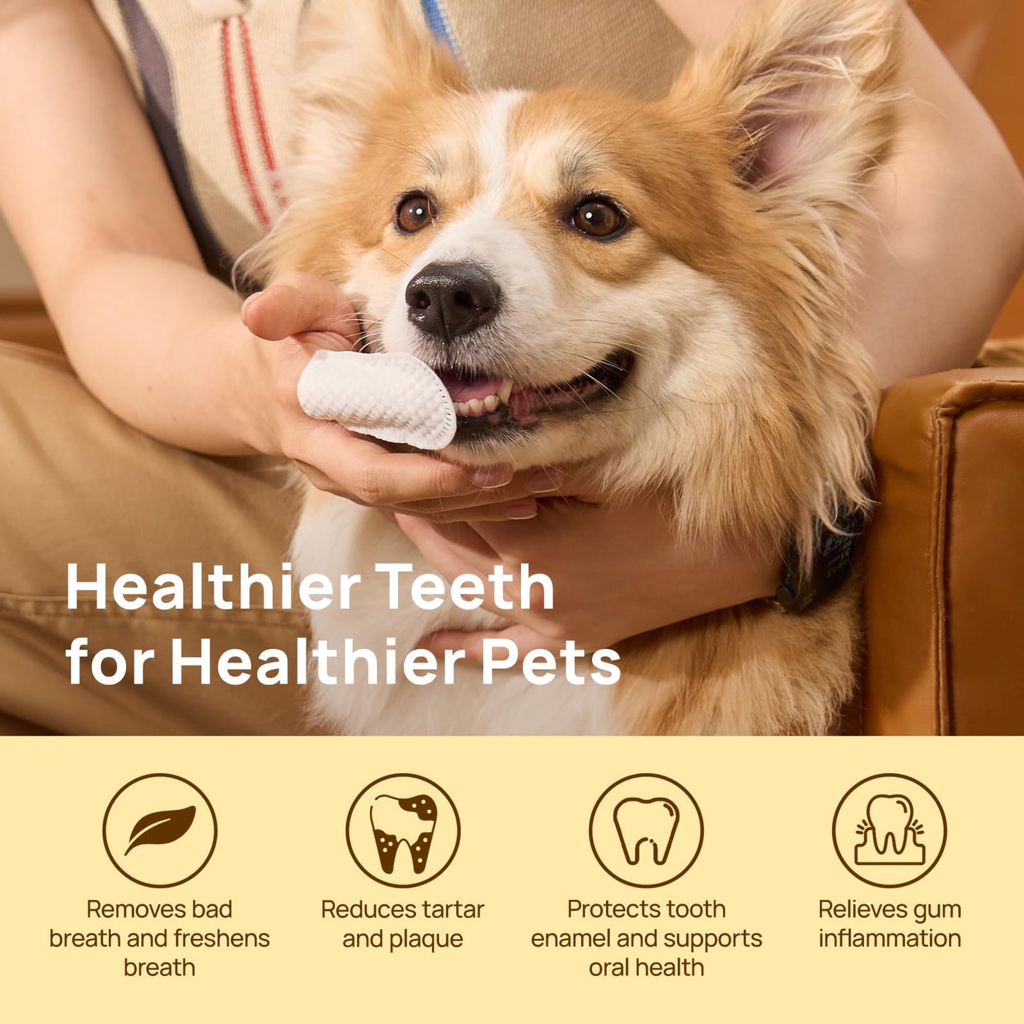 HICC PET Teeth Finger Wipes for Dogs & Cats, Vet-Recommended Teeth Cleaning Wipes, Removes Bad Breath, Plaque & Tartar, Fresh Breath Oral Care, Toothbrush & Toothpaste Alternative, Unscented 🍁 All In One Marketplace Canada