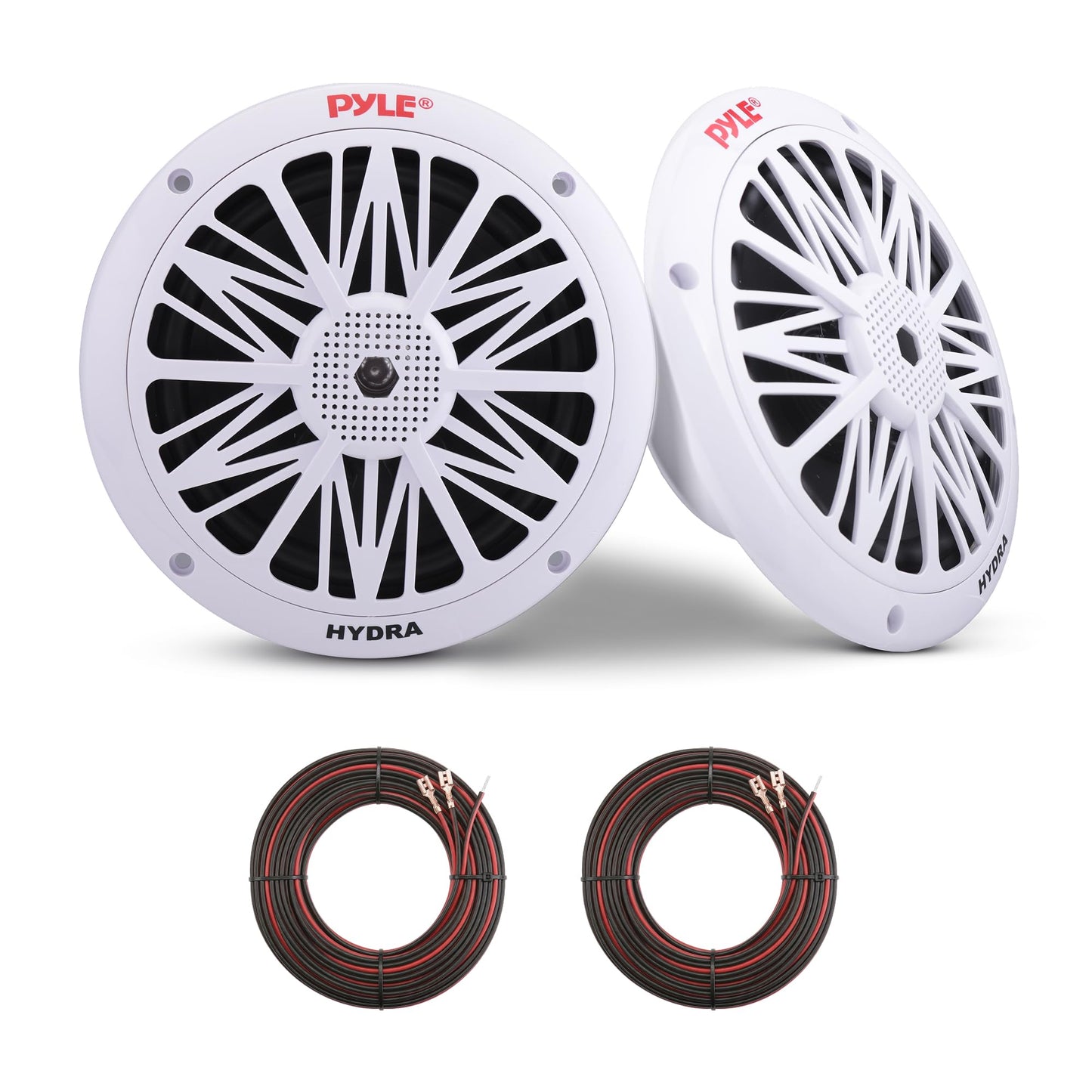 Pyle 6.5 Inch Dual Marine Speakers - 2 Way Waterproof and Weather Resistant Outdoor Audio Stereo Sound System with 200 Watt Power, Poly Carbon Cone and Butyl Rubber Surround - 1 Pair (White) 🍁 All In One Marketplace Canada