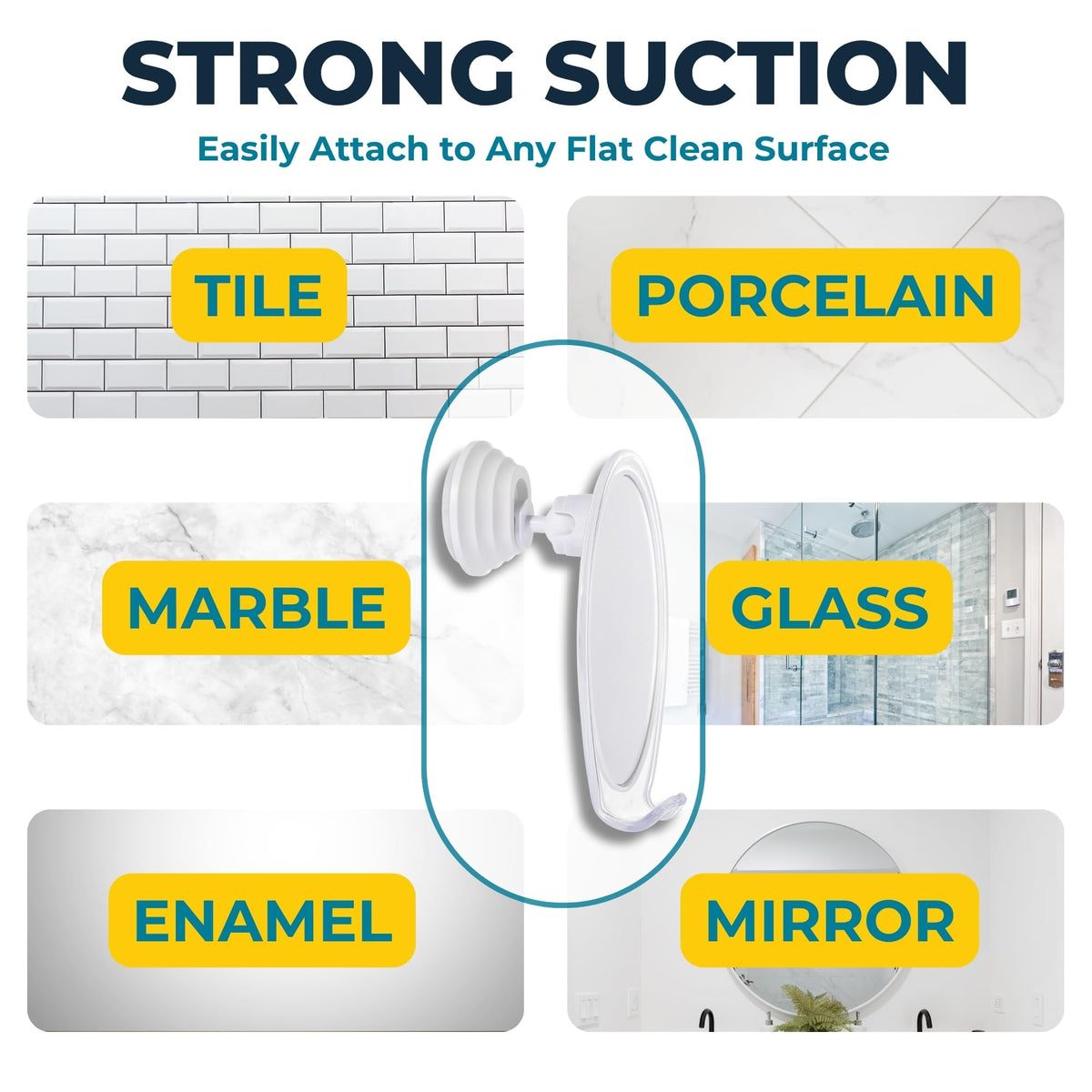 HONEYBULL Fogless Shower Mirror with Suction Mount & Swivel – Anti-Fog Acrylic Bathroom Mirror for Shaving – Built-in Razor Holder, Easy Install, Home Shower Accessory (White) 🍁 All In One Marketplace Canada