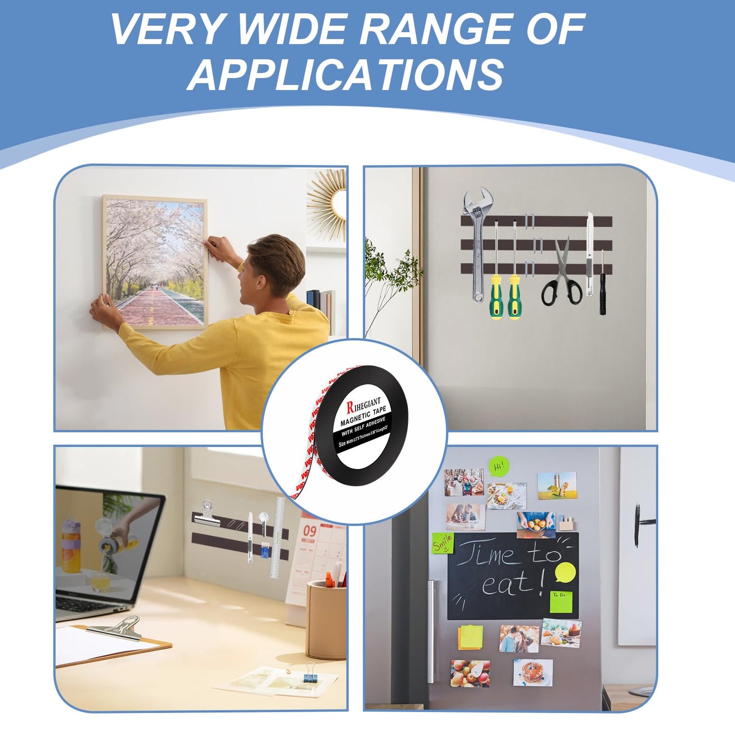 RIHEGAINT Magnetic Tape - 1/2" x 16ft Flexible Magnet Strips with 3M Strong Adhesive Backing - Perfect Fridge Magnets! 🍁 All In One Marketplace Canada
