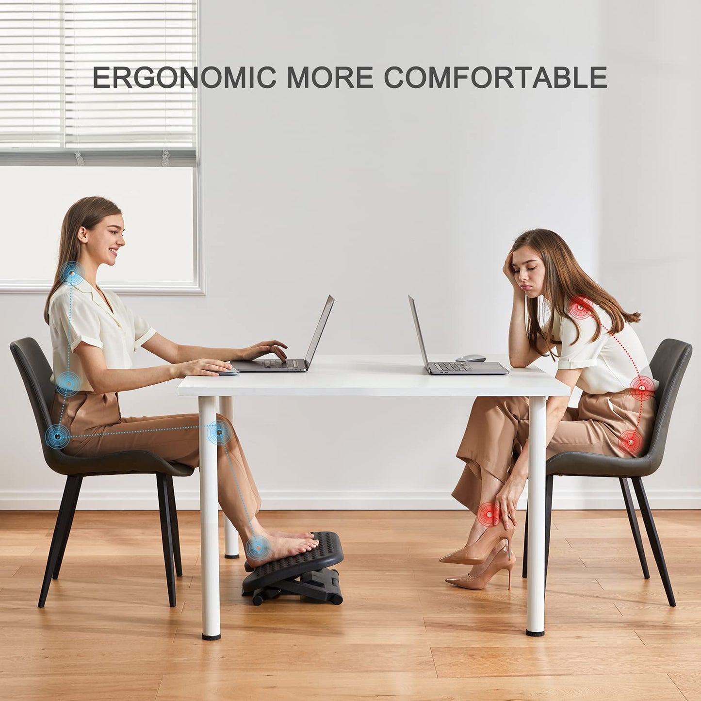 HUANUO Adjustable Footrest Under Desk - Ergonomic Foot Rest with 3 Height Position - 30 Degree Tilt Angle Adjustment for Home, Office, Non-Skid Massage Surface Texture Improves Comfort 🍁 All In One Marketplace Canada