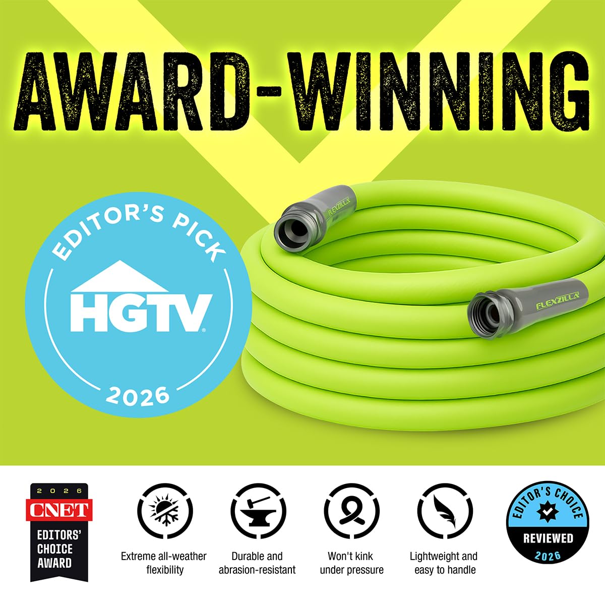 Flexzilla Garden Lead-In Hose, 5/8" X 3', Heavy Duty, Lightweight, Drinking Water Safe-HFZG503YW 🍁 All In One Marketplace Canada