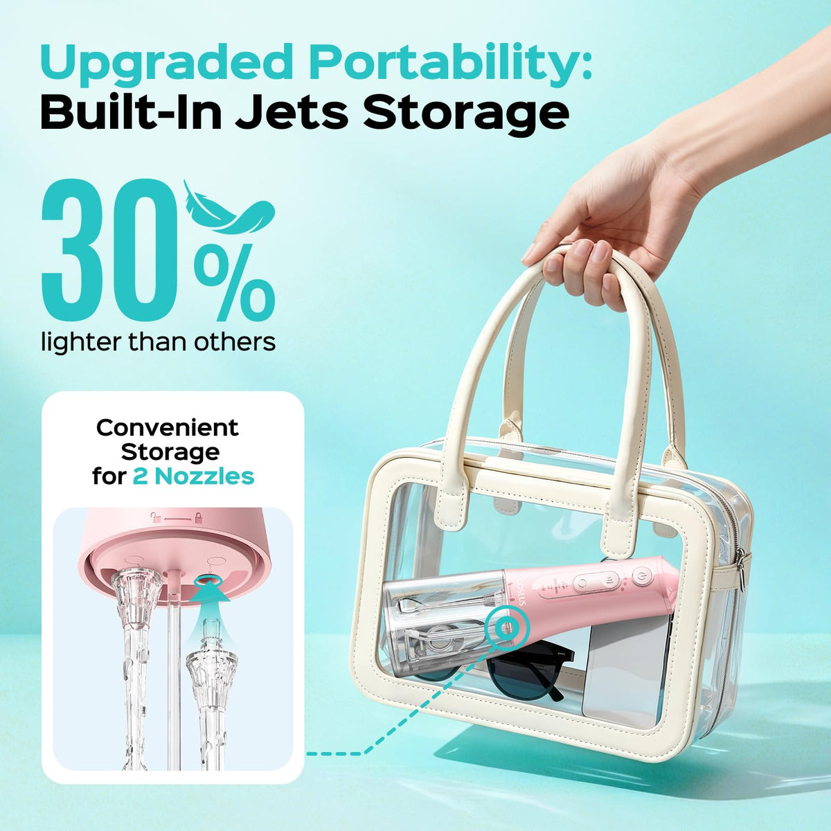 COSLUS C51 Portable Water Teeth Flosser: 3 Modes & 6 Pressure Settings for Whole Family Various Cleaning Need, Jet Mode for Beginner-Friendly, Compact for Travel, 300ml Tank, IPX7 Waterproof, Pink 🍁 All In One Marketplace Canada