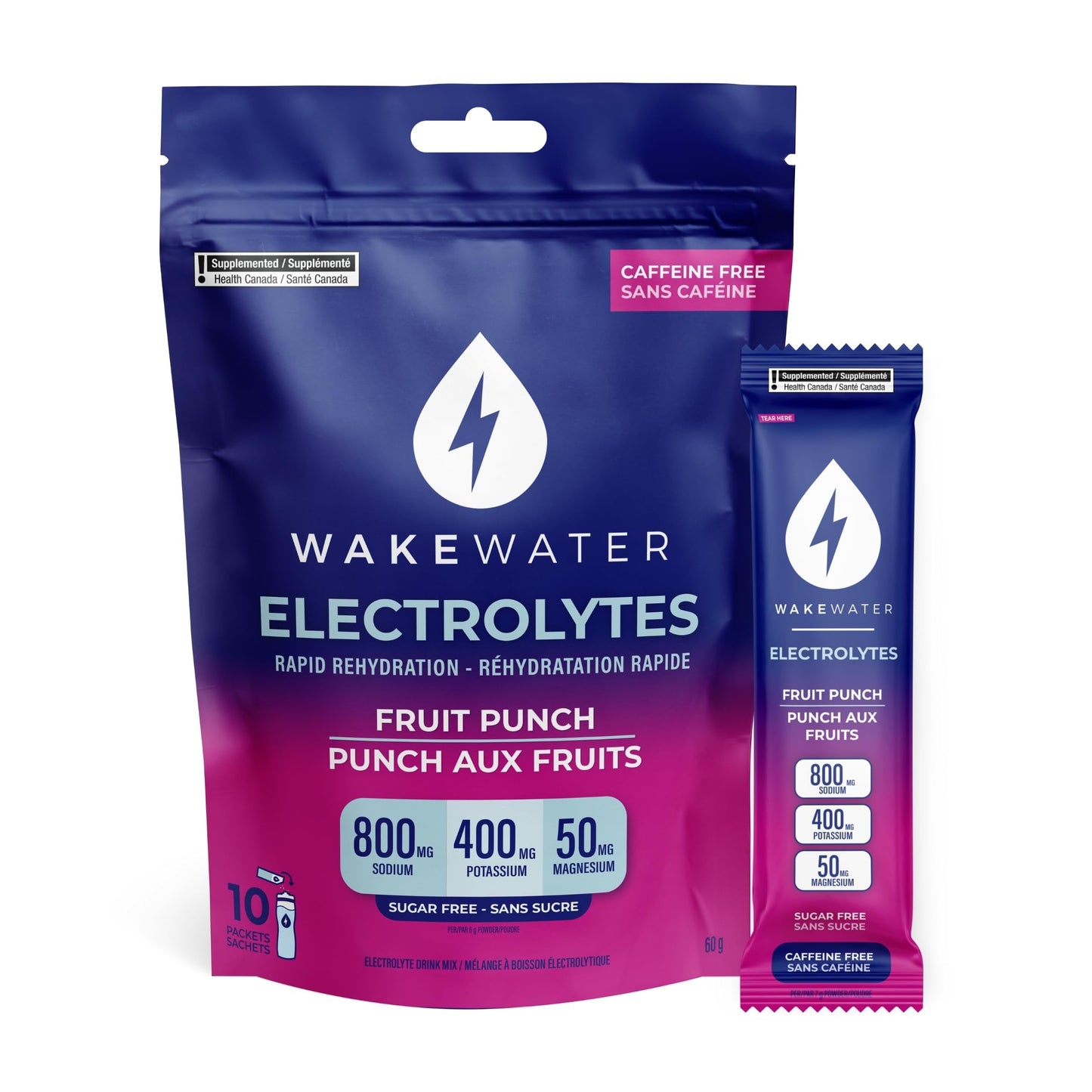 Wake Water Sugar Free Electrolyte Packets, Hydration Powder, Keto & Paleo Friendly Electrolyte Drink Mix, Fasting Hydration Packs, Travel Essentials, Pack of 10 (6g Each) (6 g (Pack of 10), Fruit Punch) 🍁 All In One Marketplace Canada