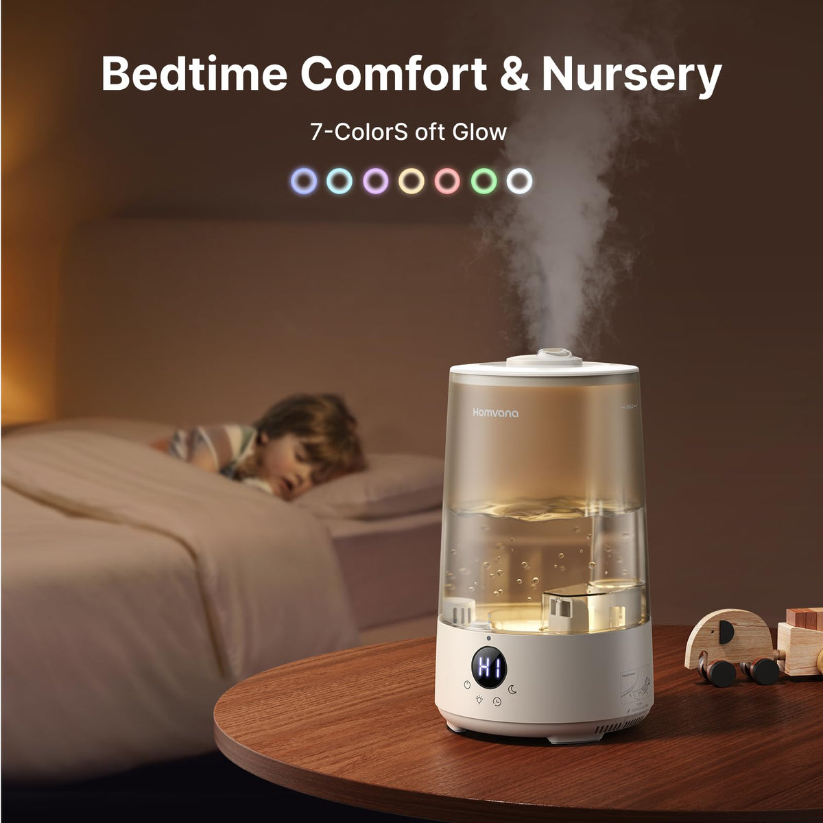 Homvana Humidifiers for Bedroom Home, 3.6 L Cool Mist Top-Fill 34H Super Long Time, Quiet 16dB, Baby Humidifier, Oil Diffuser Large, Plants, Nursery, Office BPA FREE, 7 Color Light (Grey) 🍁 All In One Marketplace Canada