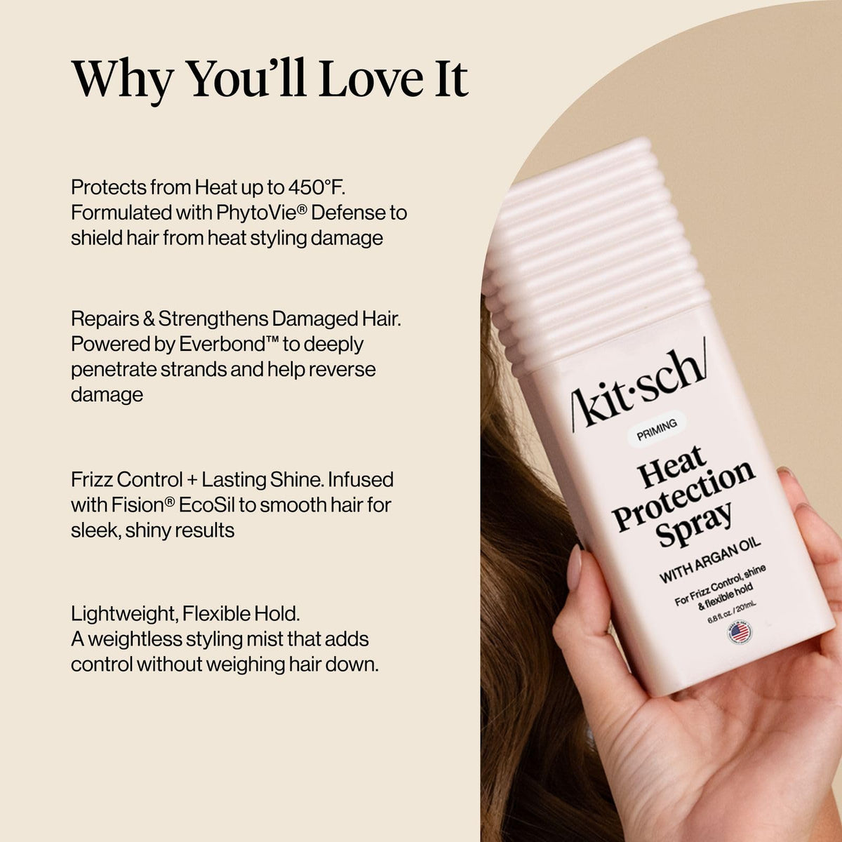 Kitsch Heat Protection Spray for Hair – Heat Protectant for Hair with Argan Oil – Styling Hair Spray for Frizz Control, Shine & Damage Protection – Protects Strands | Ideal Gifts for Women – 201ml 🍁 All In One Marketplace Canada