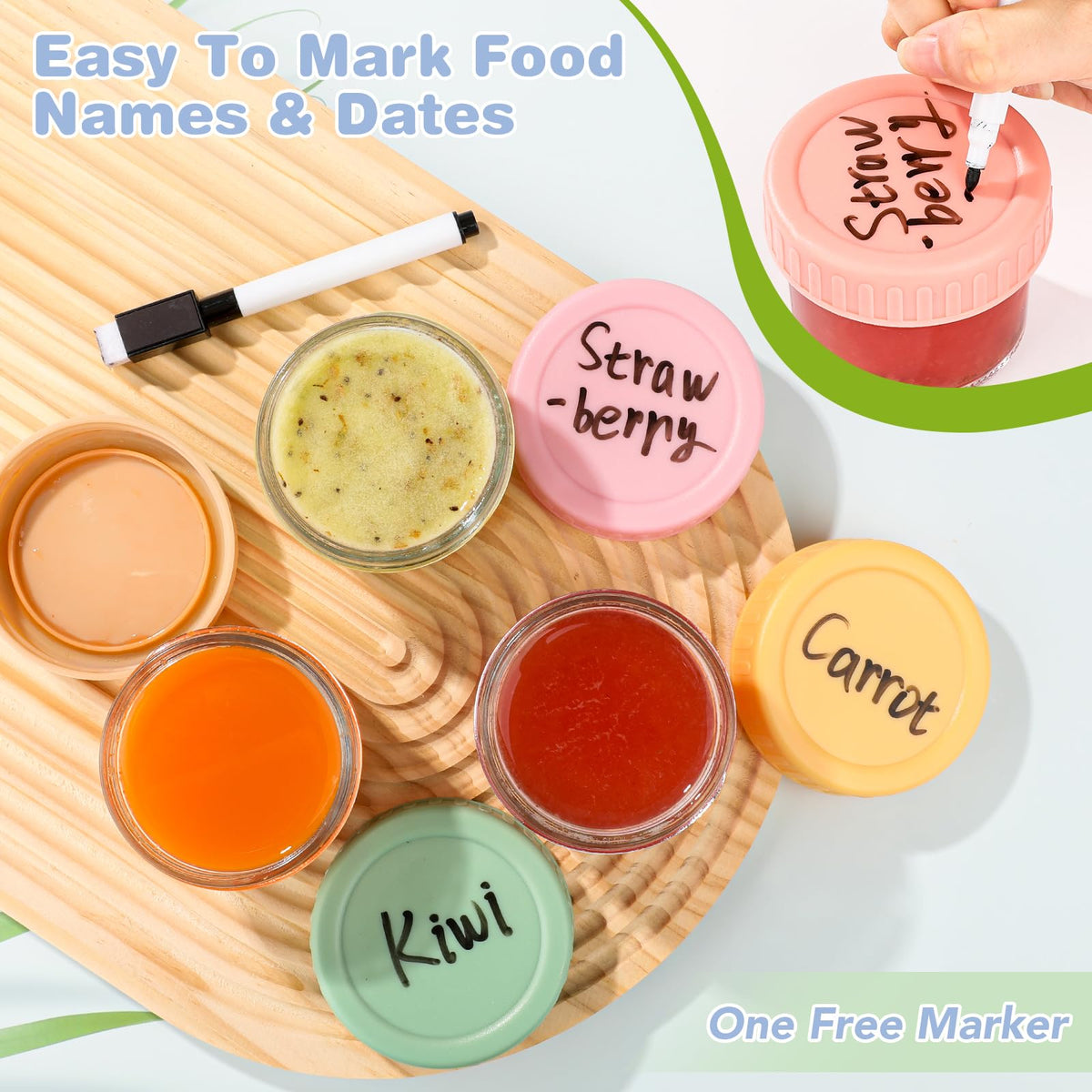 8 Pack Glass Baby Food Storage Containers, 4 oz Leakproof Baby Food Jars with Lids, Small Glass Food Containers for Infant Baby Food, Freezer & Microwave Safe, BPA Free 🍁 All In One Marketplace Canada