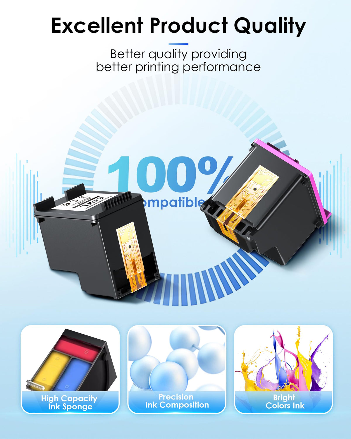 63XL Ink Cartridge Black and Colour Replacement Encre for HP 63 Ink Cartridges 63 XL Ink Cartridges Works for HP OfficeJet 3830 3833 3836 4650 5255; Envy 4516 4520 4522; DeskJet 3630 3632 (2 Pack) 🍁 All In One Marketplace Canada