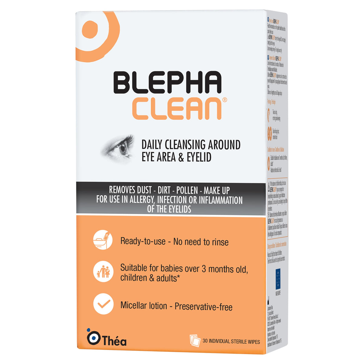 Thea Pharma BlephaClean Lid Wipes - Gentle, Sterile Ready-to-Use for Daily Lid Care, Ideal for those diagnosed with Dry Eye, including MGD & Blepharitis and Infants, Individually Wrapped - 30 Wipes 🍁 All In One Marketplace Canada