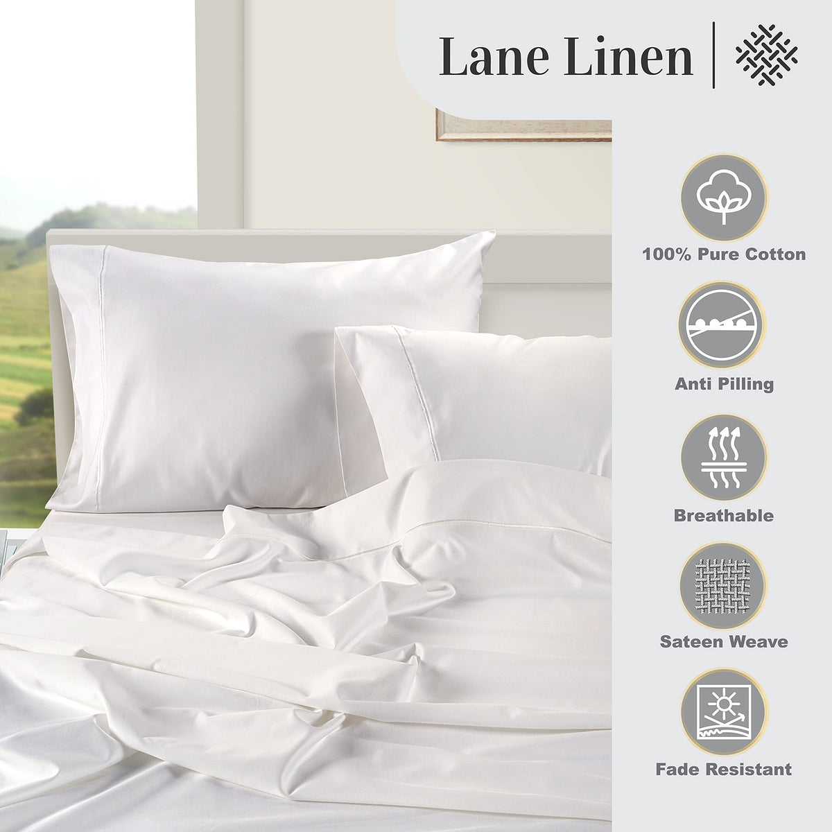 100% Egyptian Cotton Queen Sheets - 1000 Thread Count White Bed Sheets for Queen Size Bed, Long Staple Cotton Bedding Sheets, Sateen Weave, Luxury Hotel Sheets, Fits 17" Mattress 🍁 All In One Marketplace Canada