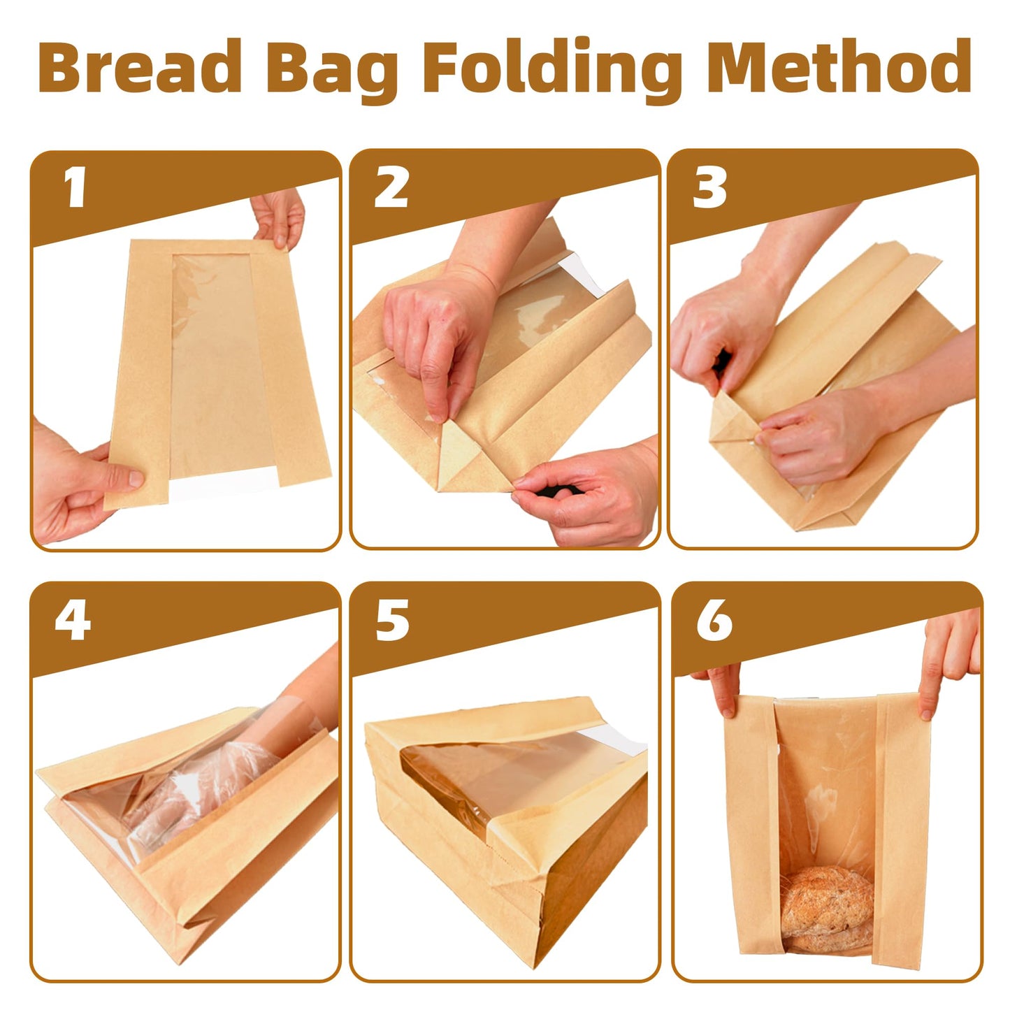 Homrelaxy 60Pcs Paper Bread Bags for Homemade Bread, Sourdough Bag with Window, 13.7 x 8.3 x 3.5 Inch Large Brown Kraft Bakery Bags for Storing Loaves & Snacks, Includes 70 Sealing Stickers 🍁 All In One Marketplace Canada