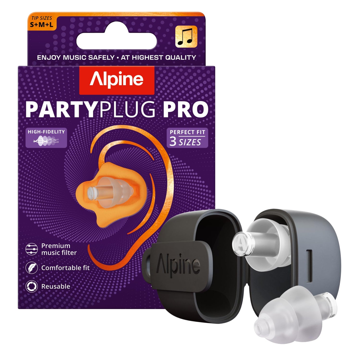 Alpine PartyPlug Concert Ear Plugs - Noise Reduction Ear Plugs for Party, Concert, Festival and Music - Reusable Earplugs (Pro Transparent (Multisize)) 🍁 All In One Marketplace Canada