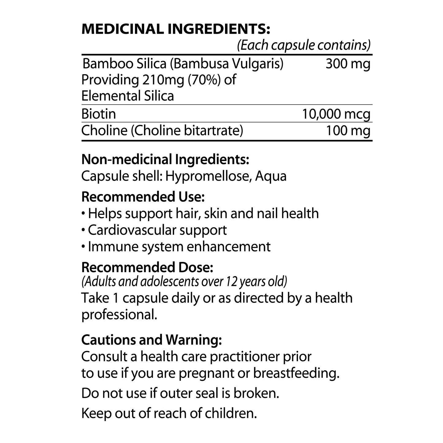 GNA Naturals - Bamboo Silica with Biotin 10,000mcg, 90 v-caps - A Supplement for Radiant Hair, Skin and Nails - Silica Supplement for Hair, Nail, Joint Care and Skin Vitality - Made in Canada 🍁 All In One Marketplace Canada