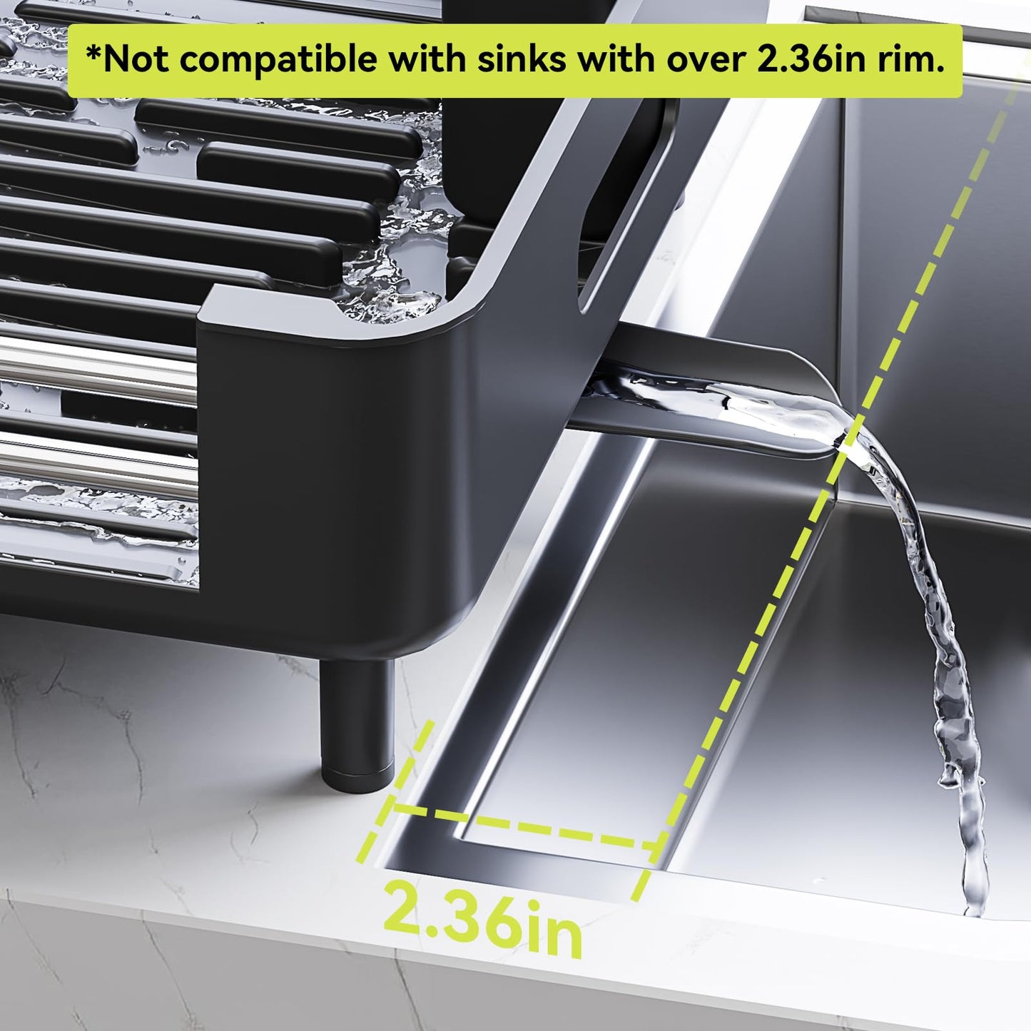 Urackify Extendable Dish Drying Rack, Dual Part Dish Drainers with Non-Scratch and Movable Cutlery Drainer and Drainage Spout, Adjustable Dish Rack for Kitchen,Black 🍁 All In One Marketplace Canada