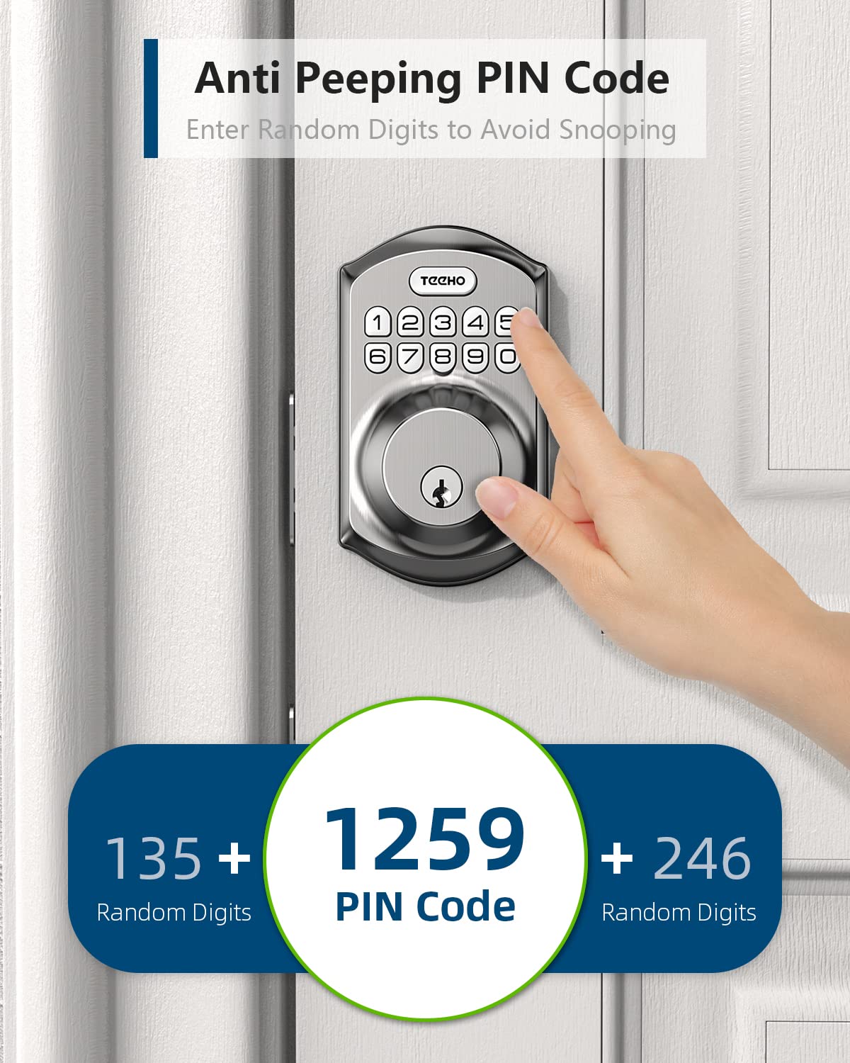 TEEHO TE001 Keyless Entry Door Lock with Keypad - Smart Deadbolt Lock for Front Door with 2 Keys - Auto Lock - Easy Installation - Satin Nickel 🍁 All In One Marketplace Canada