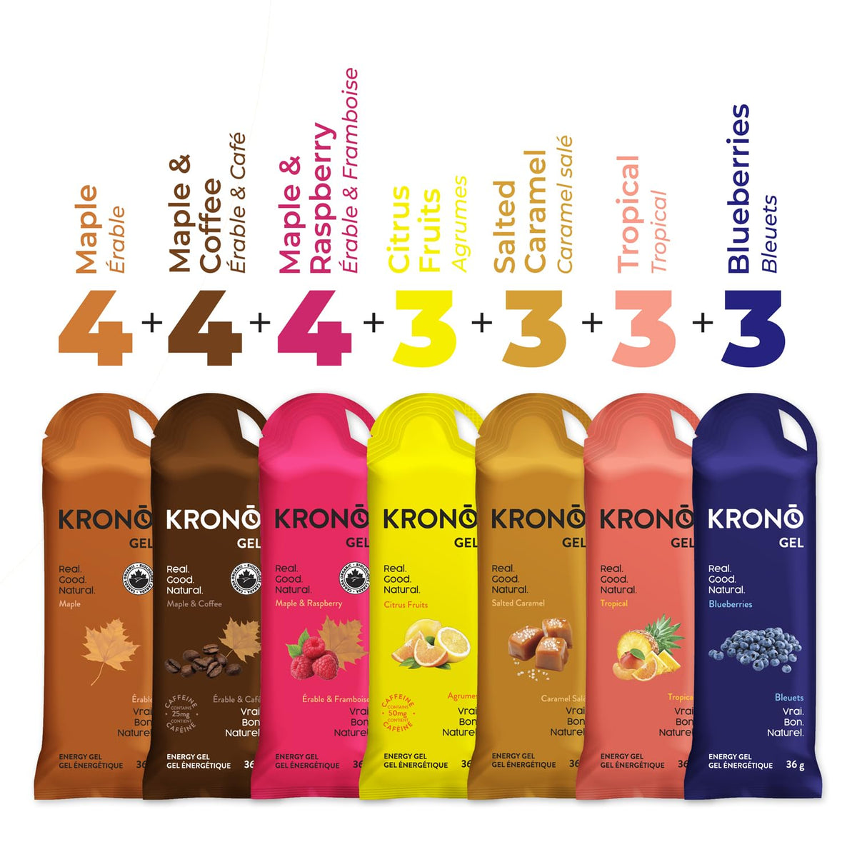 Krono Nutrition Energy Gels - Made with Natural Ingredients - Vegan - Gluten Free - 24 count (Variety Pack) 🍁 All In One Marketplace Canada