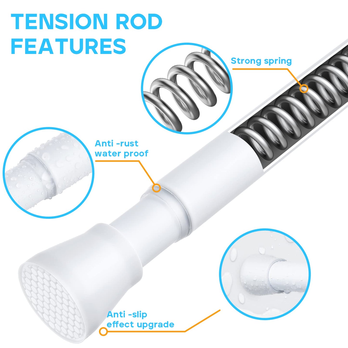 White Tension Curtain Rod for Windows 28 to 48 inch, Adjustable Expandable Pressure Spring Curtain Rod No Drilling, 7/8" Curtain Rod for Bedroom Doorway Closet Door 🍁 All In One Marketplace Canada