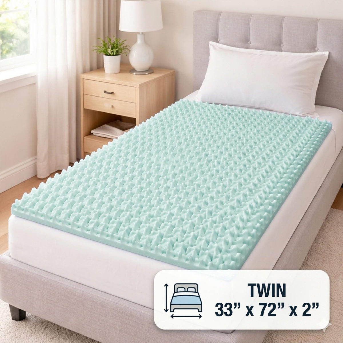 DMI Foam Mattress Topper, Egg Crate Foam Pad, Mattress Pad and Bed Topper for Support, Air Circulation, Pressure Relief and Weight Distribution, Twin Size Mattress, 33 x 72 x 2,Blue 🍁 All In One Marketplace Canada