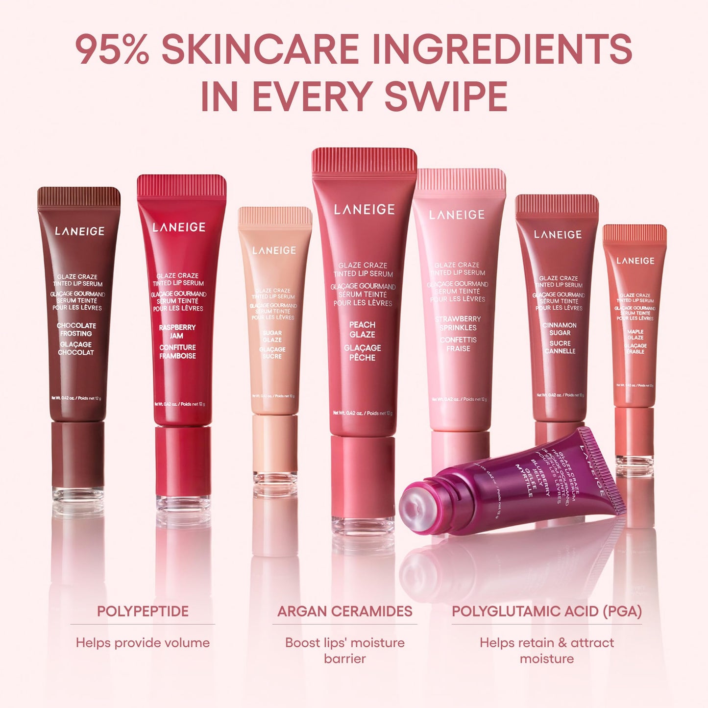 LANEIGE Glaze Craze Tinted Hydrating Lip Serum for Glossy, Nourished Lips with Plumping Polypeptides, Blueberry Jelly 🍁 All In One Marketplace Canada