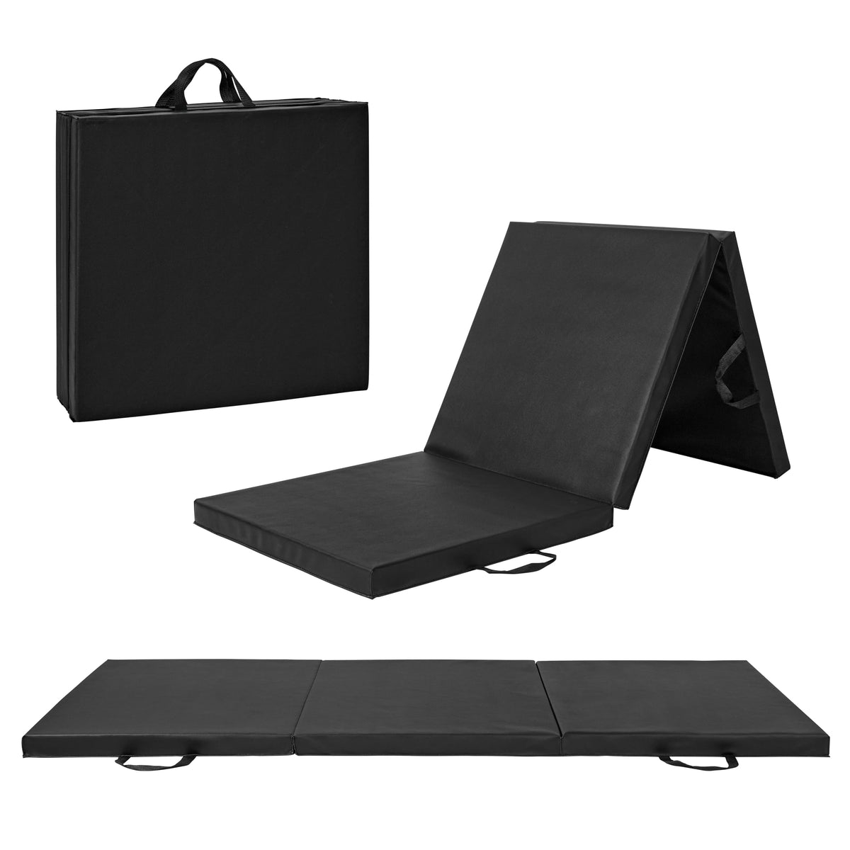 CAP Barbell Folding Exercise Mat – Durable, Anti-Tear, Thick Padding for Fitness, Aerobics, Gymnastics & Home Workouts. 72"L x 24"W x 2"Thick. BLACK 🍁 All In One Marketplace Canada
