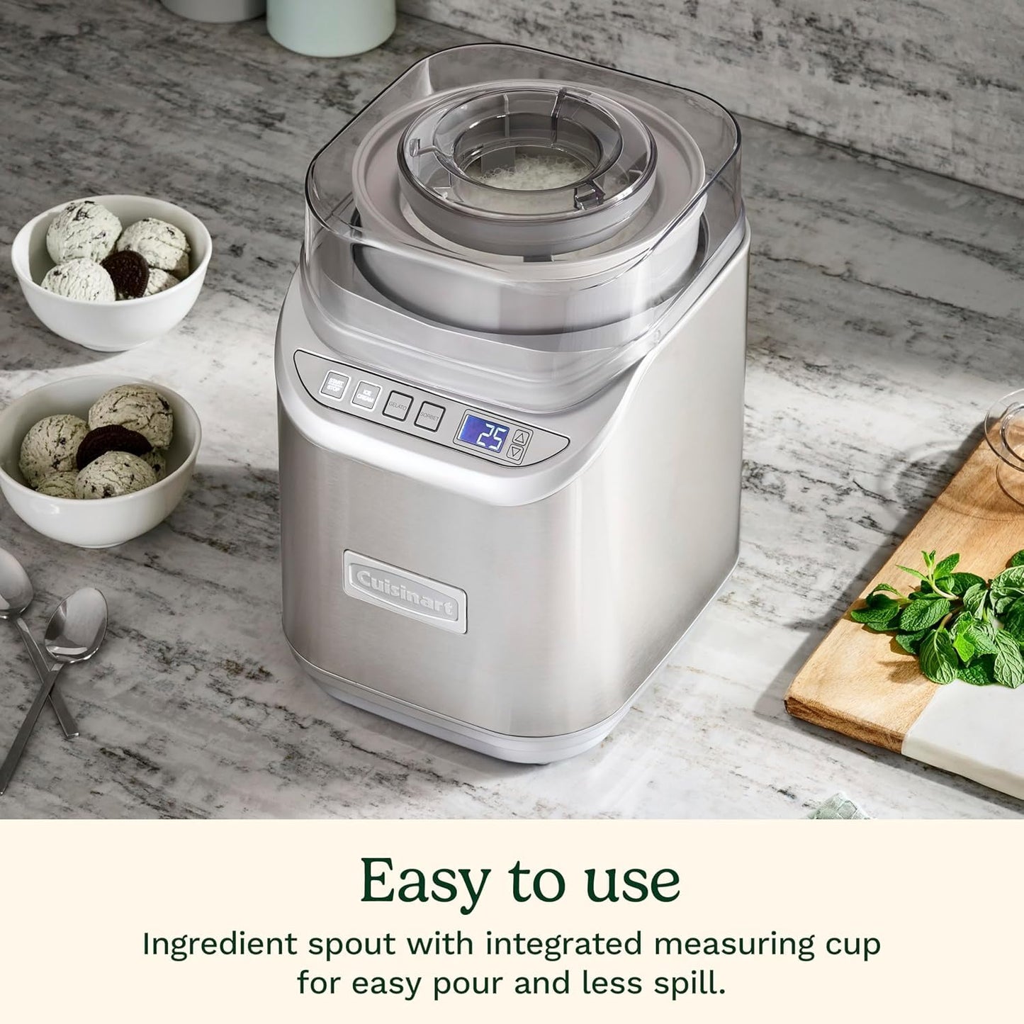 Cuisinart Ice Cream Maker Machine w/Countdown Timer, Stainless Steel, 2 qt 🍁 All In One Marketplace Canada