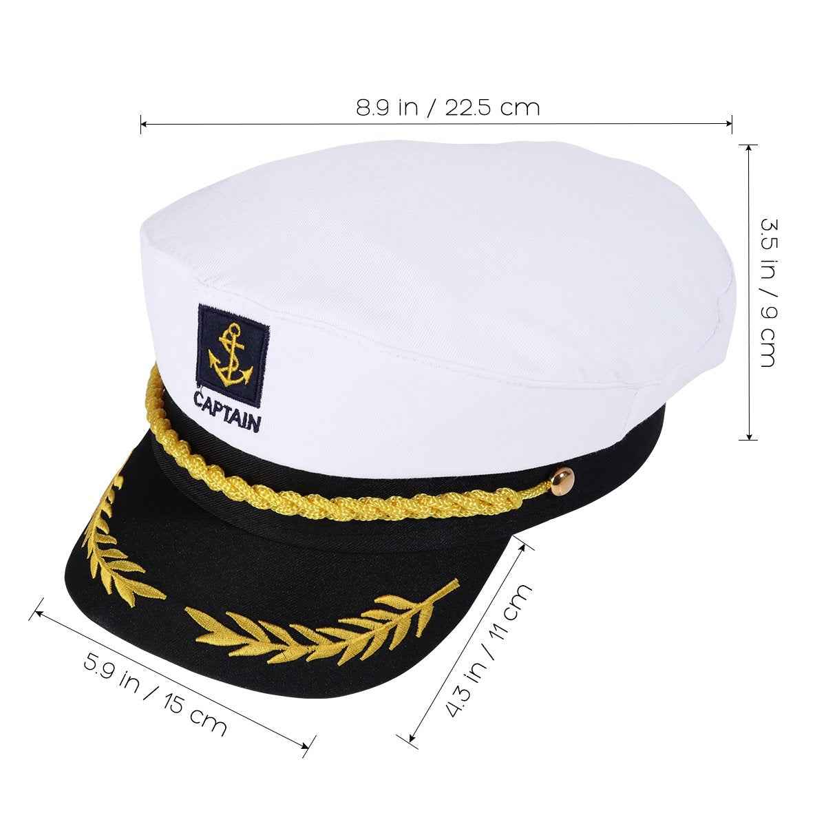 Yacht Captain Hat White Sailor Hat for Women Men Yacht Boat Captain Cap Halloween Costume Party Masquerade Cosplay Accessory