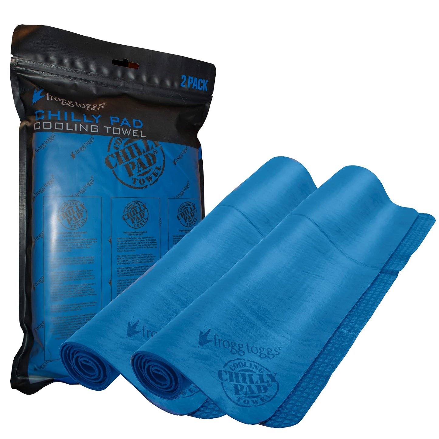 FROGG TOGGS Chilly Pad Cooling Towels, 2 Pack, 33" x 13", Blue - 2 Pack, 2 Pack - 33"x13" 🍁 All In One Marketplace Canada