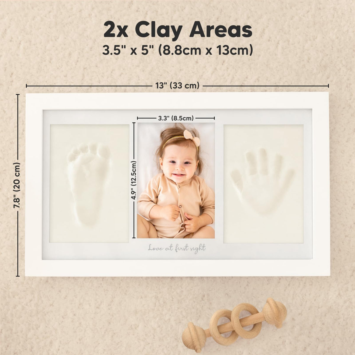 Baby Hand and Footprint Kit - Clay Handprint Keepsake Frame, Newborn Nursery Picture Frame, Personalized New Mom Gifts for Baby Shower & Registry (Alpine White) 🍁 All In One Marketplace Canada