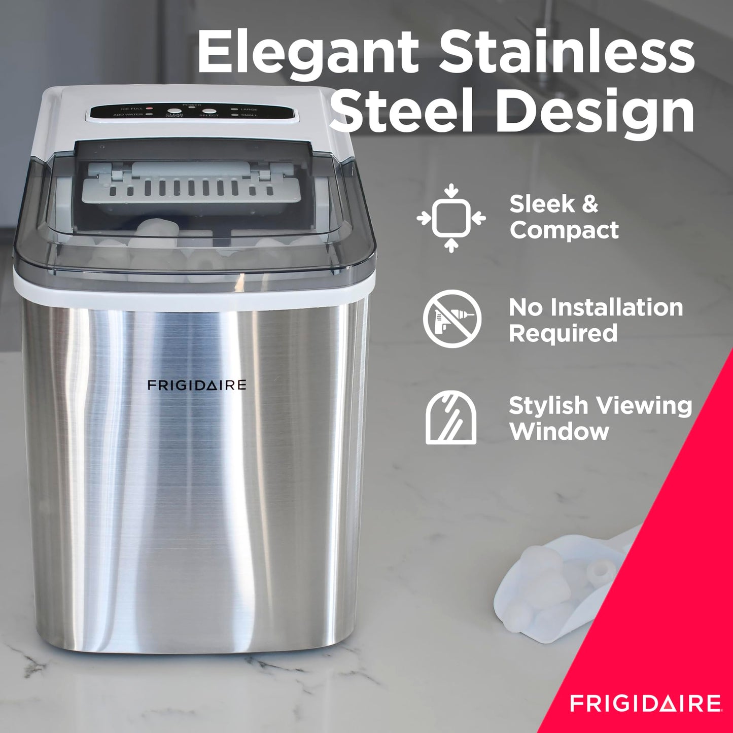 Frigidaire 26 Lbs per Day Portable Compact Maker, Ice Making Machine, Stainless, Medium 🍁 All In One Marketplace Canada