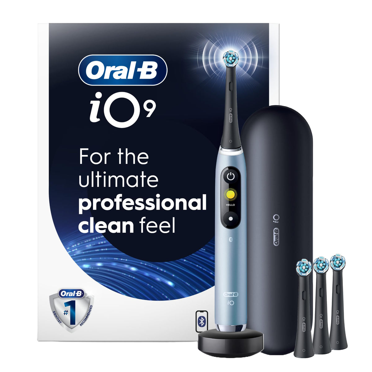 Oral-B iO9 Electric Toothbrush, for the Ultimate Professional Clean Feel, Aquamarine, Rechargeable Electric Toothbrushes, iO Series 9 with 1 Power Toothbrush, 4 Brush Heads, and 1 Charging Travel Case 🍁 All In One Marketplace Canada