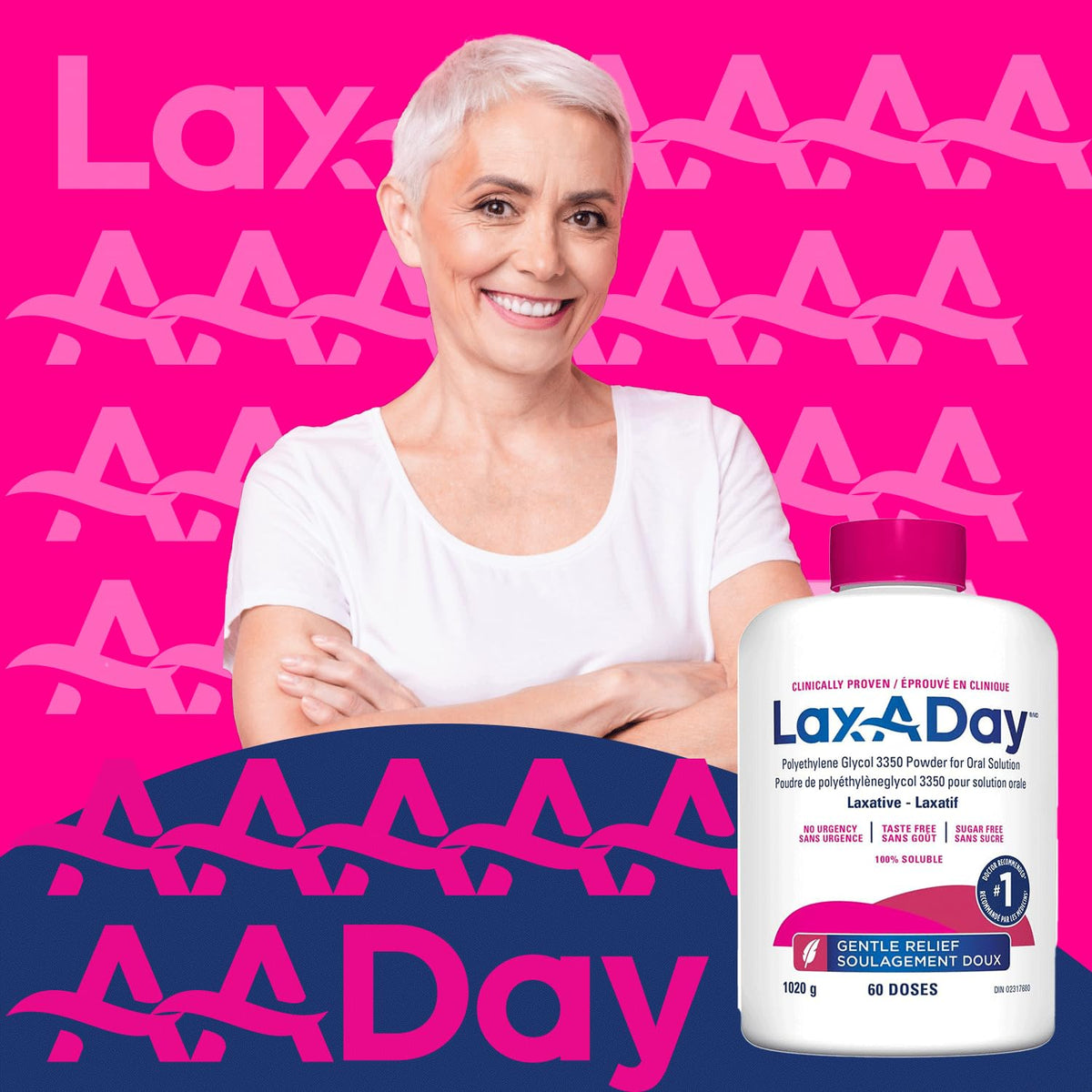 LAX-A-Day Powder Laxative - No Taste, No Grit, No Sugar - Clinically Proven Relief of Occasional Constipation (60 Doses, 1020g) 🍁 All In One Marketplace Canada