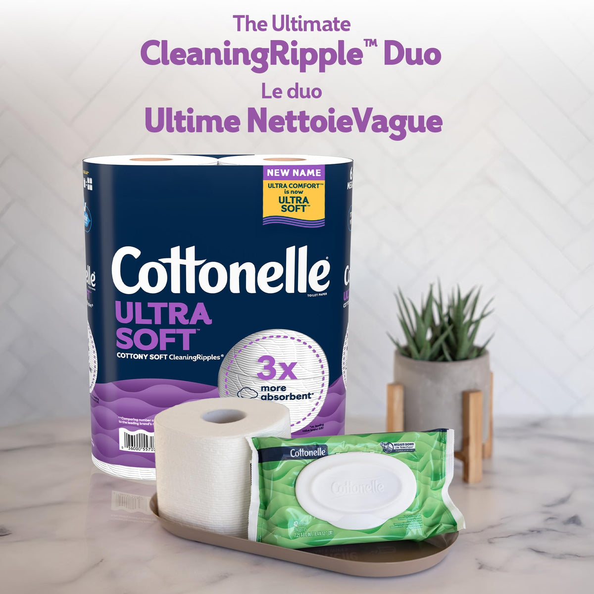 Cottonelle Toilet Paper, 32 Family Mega Rolls = 144 Regular Rolls (8 Packs of 4), Ultra Soft, Soft Bathroom Tissue, 296 Sheets per Roll, Packaging May Vary 🍁 All In One Marketplace Canada