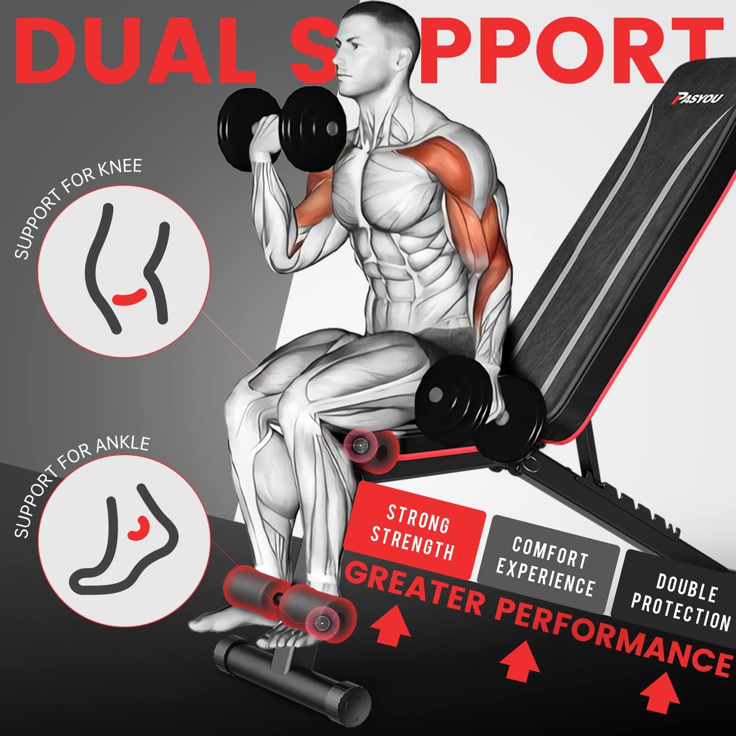 PASYOU Adjustable Weight Bench Full Body Workout Multi-Purpose Foldable Incline Decline Exercise Workout Bench for Home Gym 🍁 All In One Marketplace Canada