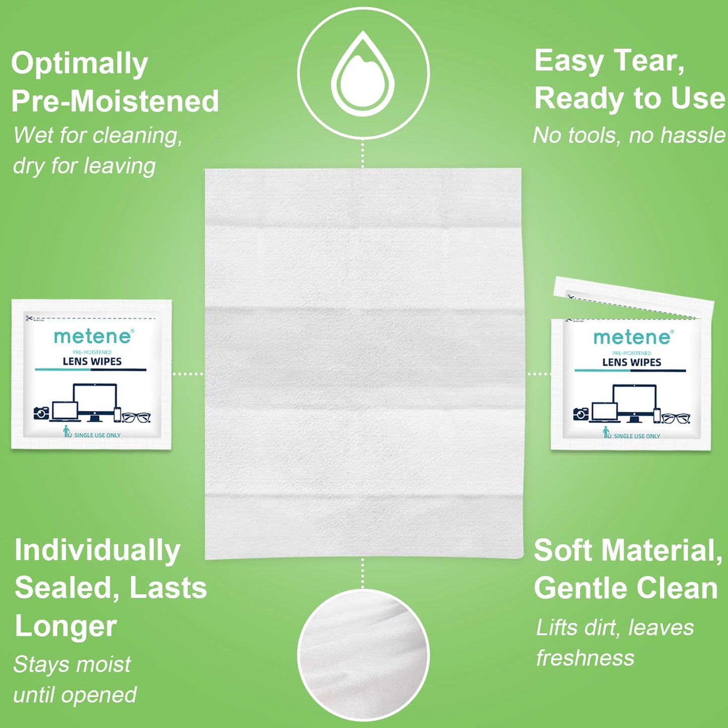 Metene Lens Wipes, 220 Pre-Moistened Individually Wrapped Glasses Wipes 🍁 All In One Marketplace Canada