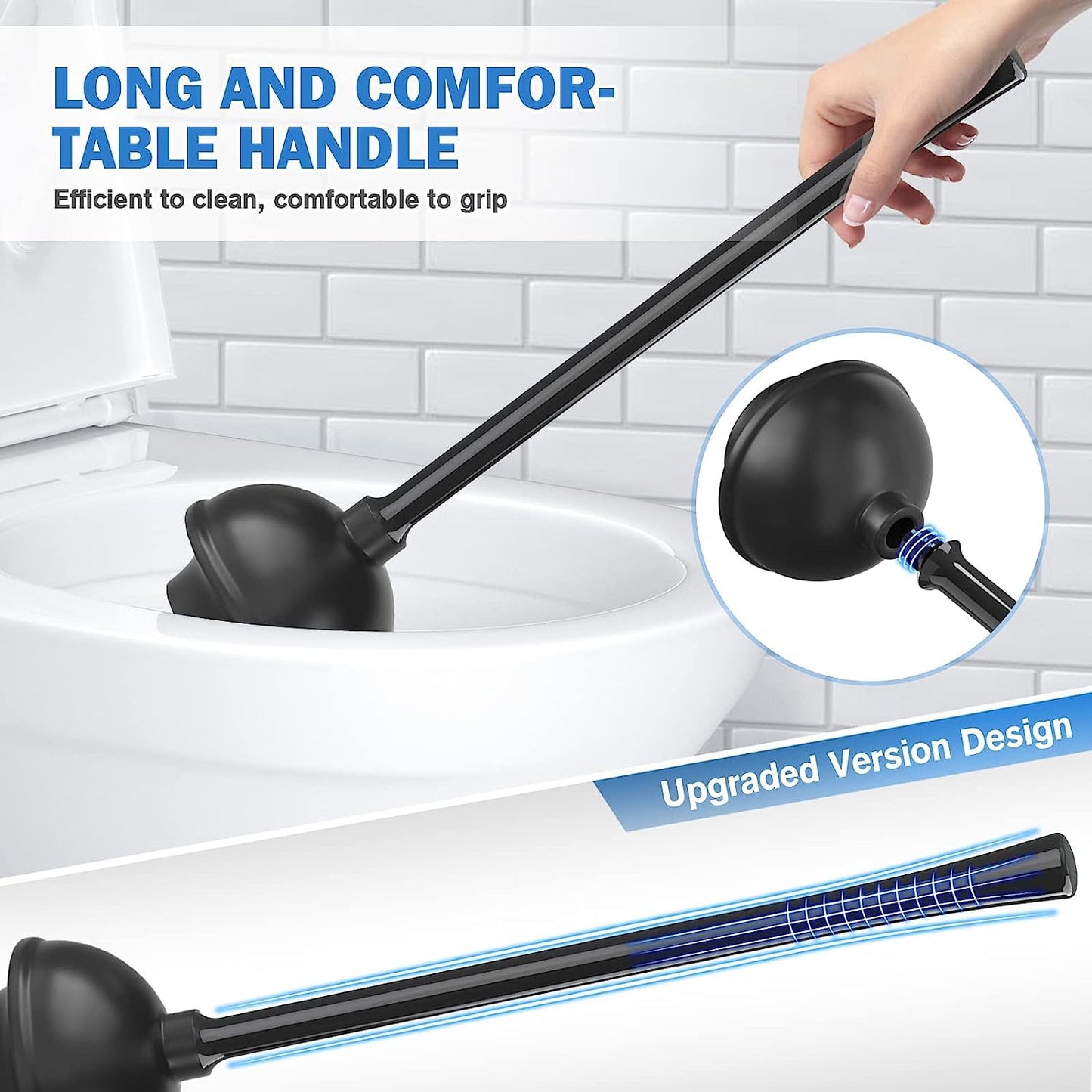 Toilet Plunger and Brush with Holder, Bowl Brush and Heavy Duty Toilet Plunger Set for 5.7-inch Toilet Drain, 2-in-1 Bathroom Cleaning Combo with Modern Caddy Stand (Black) 🍁 All In One Marketplace Canada