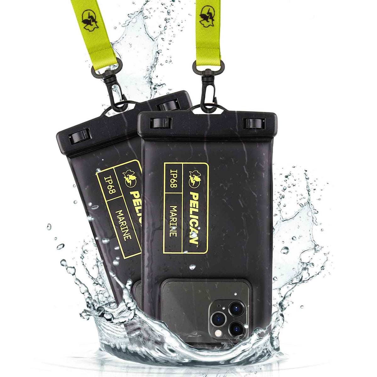 Pelican 2 Pack Marine Waterproof Phone Pouch (Regular) -Black/Hi-Vis Yellow 🍁 All In One Marketplace Canada