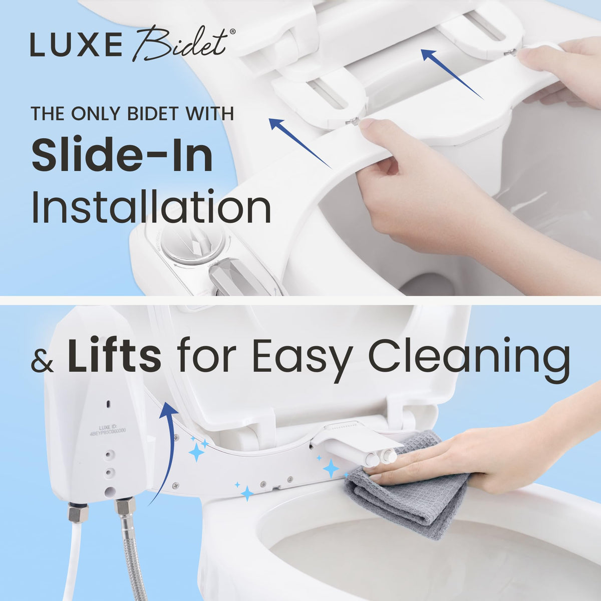 LUXE Bidet NEO 320 Plus - Warm Water, Dual Nozzle, Non-Electric Bidet Attachment for Toilet Seat, Patented Slide-in Install, 360° Self-Clean, EZ-Lift to Clean, Feminine & Rear Wash (Chrome) 🍁 All In One Marketplace Canada