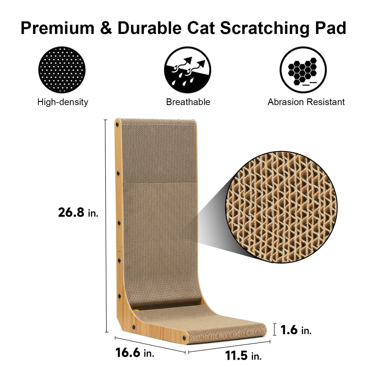 FUKUMARU Cat Scratcher, 68 CM L Shape Cat Scratch Pad Wall Mounted, Cat Scratching Cardboard with Ball Toy for Indoor Cats, Large Size 🍁 All In One Marketplace Canada