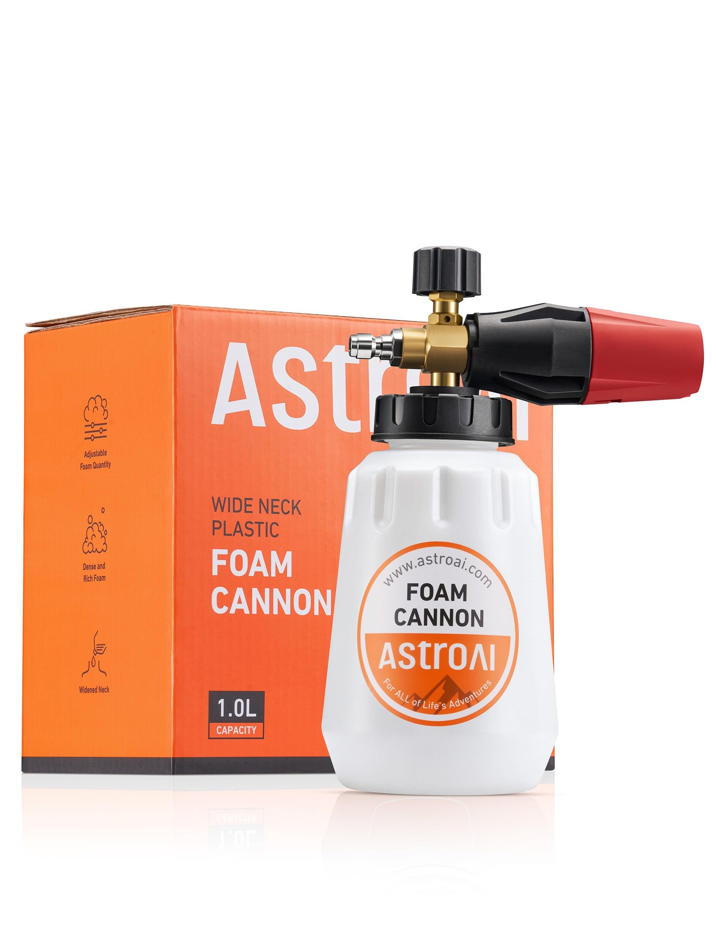 AstroAI Foam Cannon, Heavy Duty Car Foam Blaster Wide Neck Adjustable Snow Foam Lance and Thick Foam for Pressure Washer 1/4" Quick Connector （1L Bottle Without 5 Nozzles） 🍁 All In One Marketplace Canada