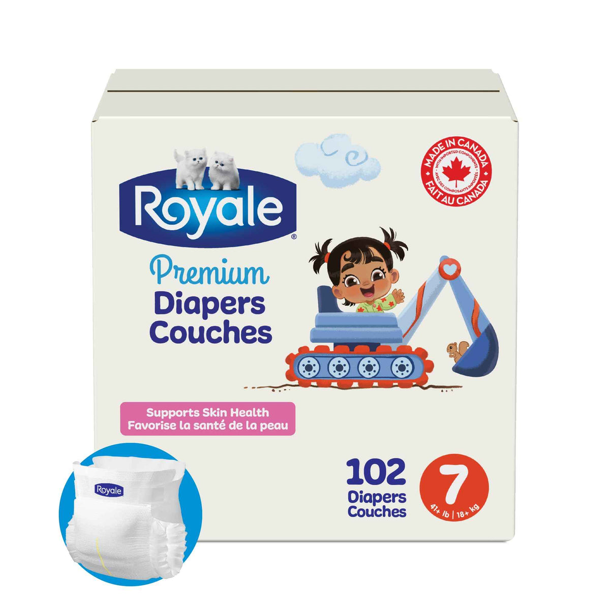 Royale Premium Diapers, Size 7 (41+ lb), 102 Count, Disposable Baby Diapers (Packaging may vary) 🍁 All In One Marketplace Canada