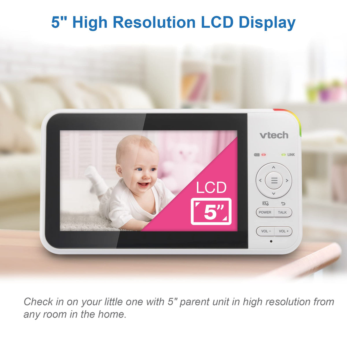 VTech VM924 Pan & Tilt Video Baby Monitor, 5" LCD Screen, Up to 17 Hrs Video Battery Life, Plug & Play, 1.33x Zoom, Night Vision, Up to 1000ft Range, Soothing Sounds, 2-Way Talk, Secured Transmission 🍁 All In One Marketplace Canada